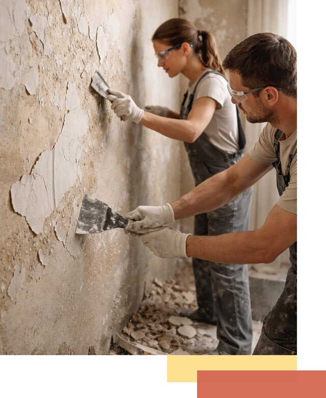 Снятие старой шпаклевки и подготовка поверхностей в Новоуральске