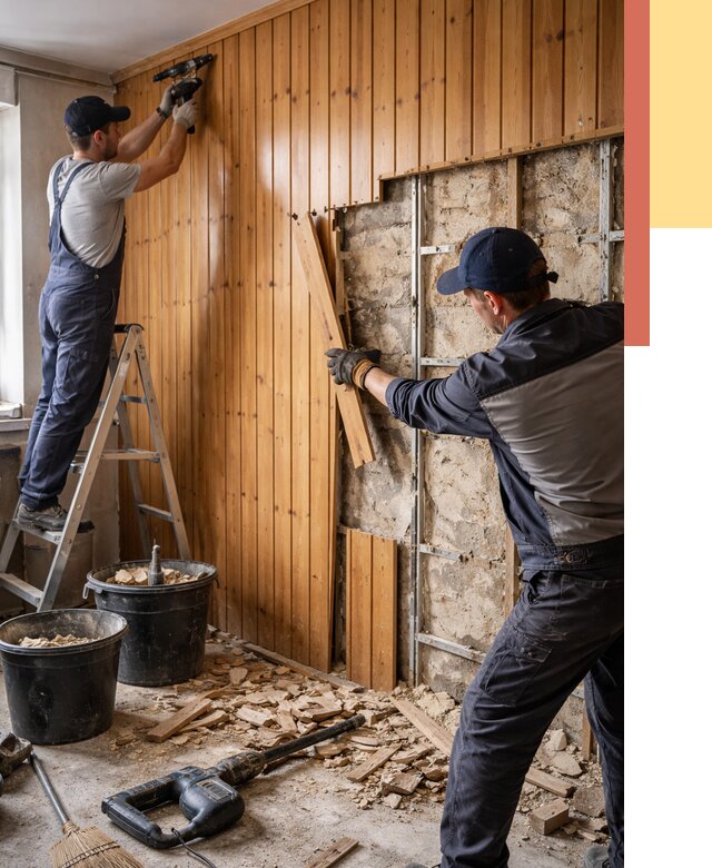 Демонтаж вагонки со стен в Новоуральске от 1480 руб. — снятие, удаление, срочно | ОТДЕЛОЧНИК-Нву