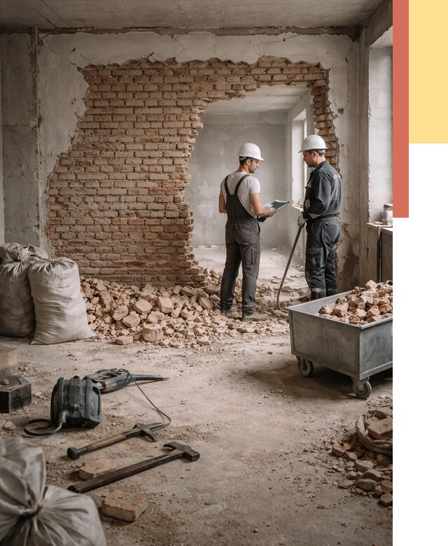 Демонтаж кирпичных стен в Новоуральске от 4287 руб. — быстро, недорого, под ключ | ОТДЕЛОЧНИК-Нву