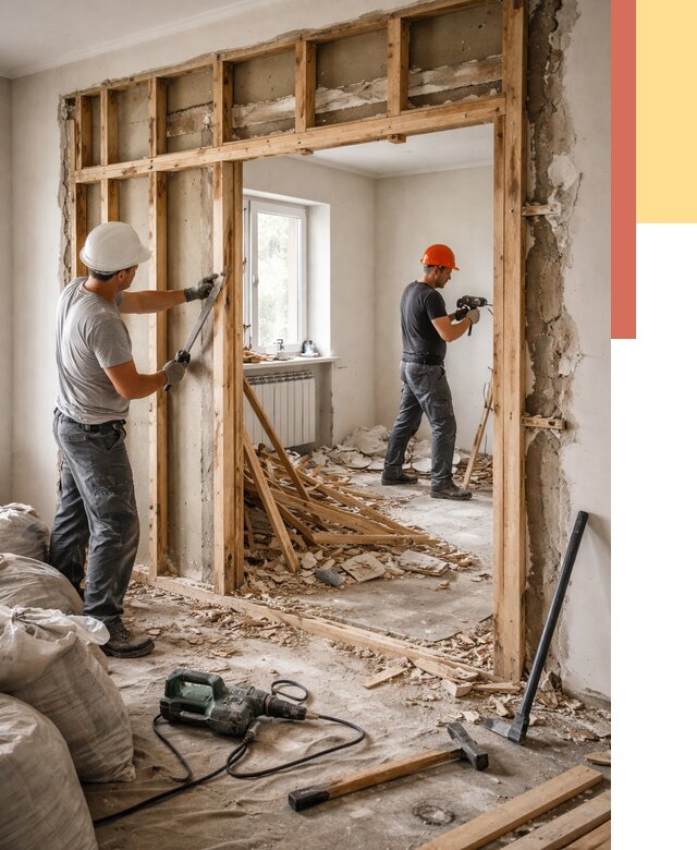 Демонтаж деревянных перегородок в Новоуральске от 3267 руб. — быстро и недорого | ОТДЕЛОЧНИК-Нву