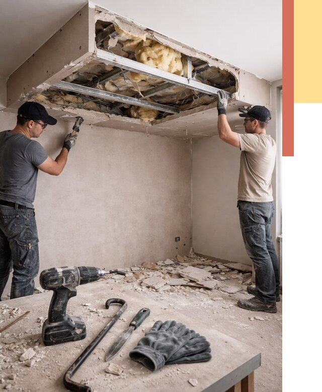 Демонтаж короба из гипсокартона в Новоуральске от 1552 руб. — быстро и недорого | ОТДЕЛОЧНИК-Нву