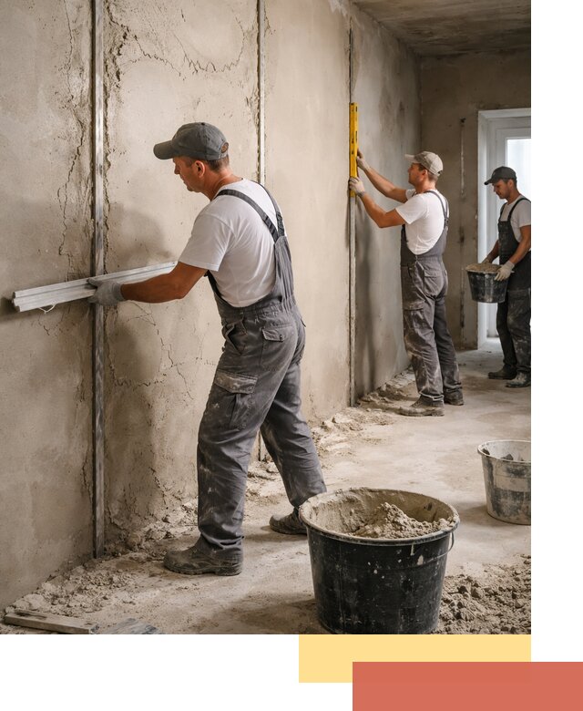 Штукатурка стен по маякам в Новоуральске — точная и ровная поверхность