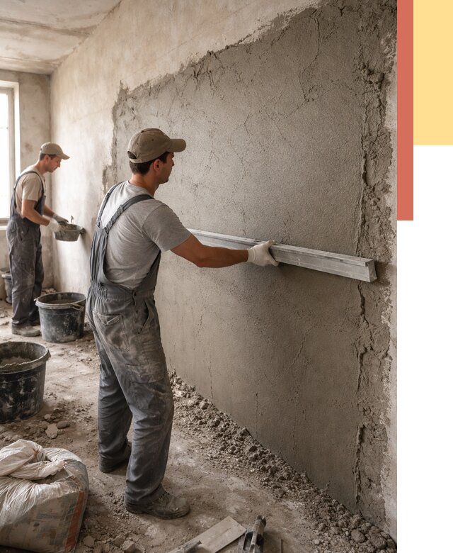 Цементная штукатурка стен в Новоуральске от 4594 руб/м2 — быстро и недорого | ОТДЕЛОЧНИК-Нву