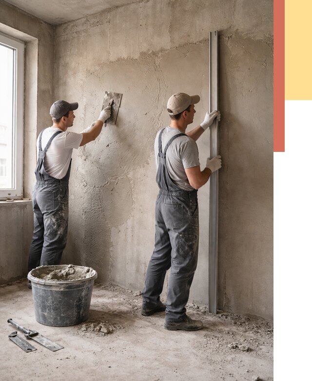 Штукатурка бетонных стен в Новоуральске от 4594 руб/м² — качественно и быстро | ОТДЕЛОЧНИК-Нву