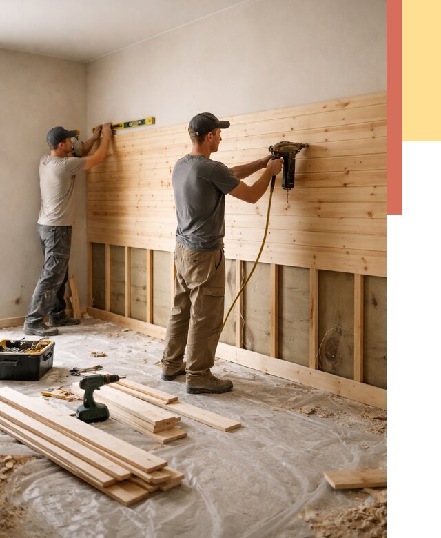 Монтаж деревянной вагонки на стены в Новоуральске от 7656 руб. | Услуги монтажа вагонки | ОТДЕЛОЧНИК-Нву