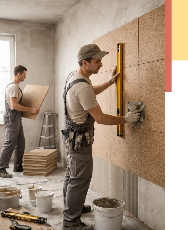 Монтаж пробковых панелей на стены в Новоуральске от 3573 руб. — ОТДЕЛОЧНИК-Нву