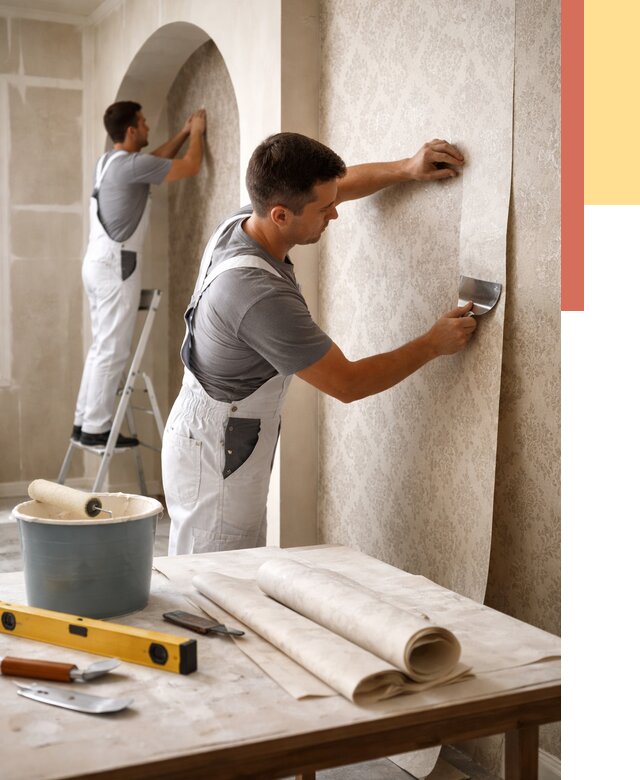 Поклейка обоев на сложные стены в Новоуральске от 2858 руб. под ключ | ОТДЕЛОЧНИК-Нву