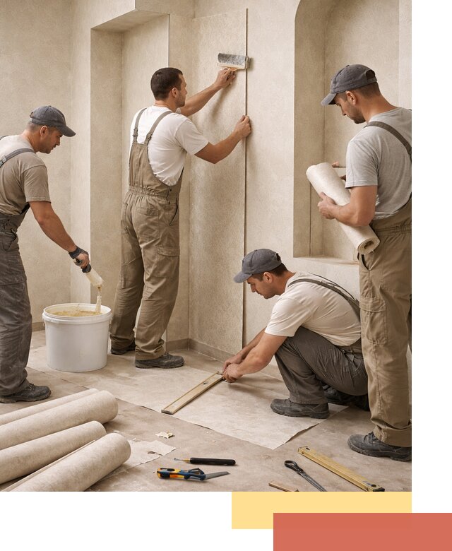 Поклейка обоев на сложные стены и неровные поверхности в Новоуральске