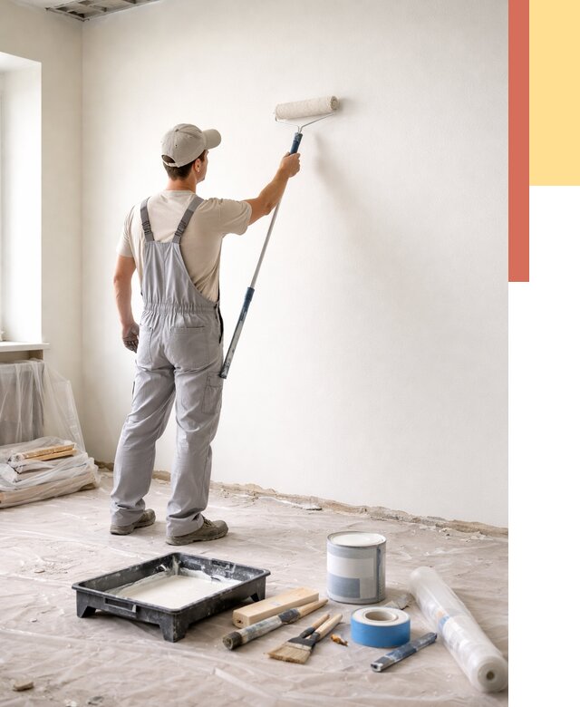 Покраска стен водоэмульсионной краской в Новоуральске от 459 руб. за м² | ОТДЕЛОЧНИК-Нву