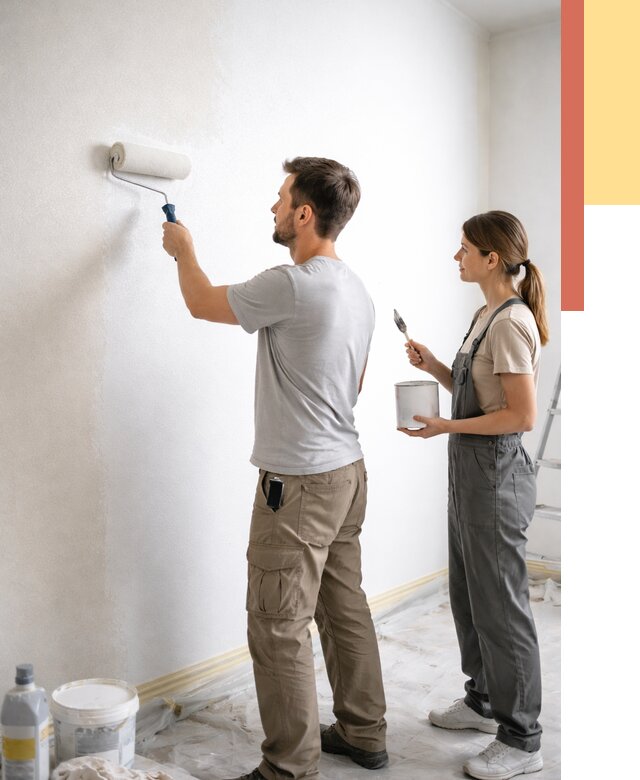 Окраска стен по стеклохолсту в Новоуральске от 4594 руб/м² под ключ | ОТДЕЛОЧНИК-Нву