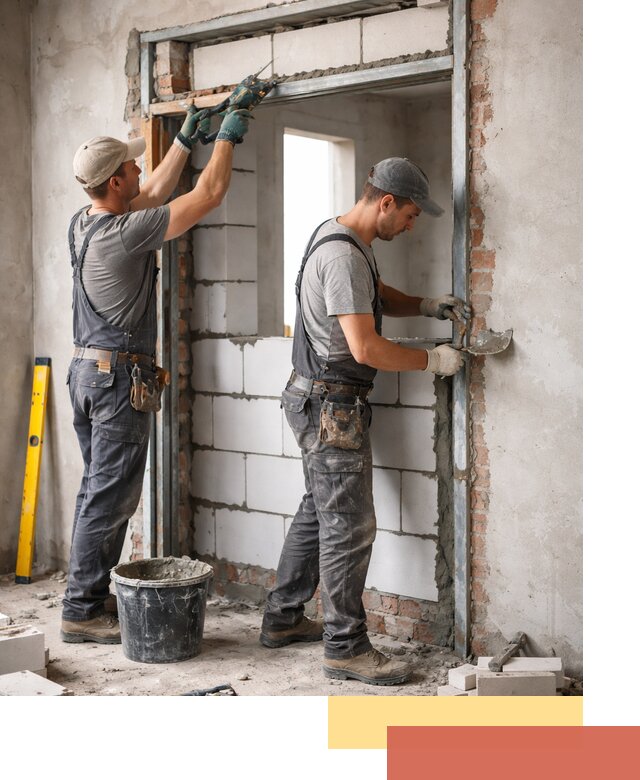 Закладка дверного проема под ключ в Новоуральске: демонтаж, монтаж, отделка