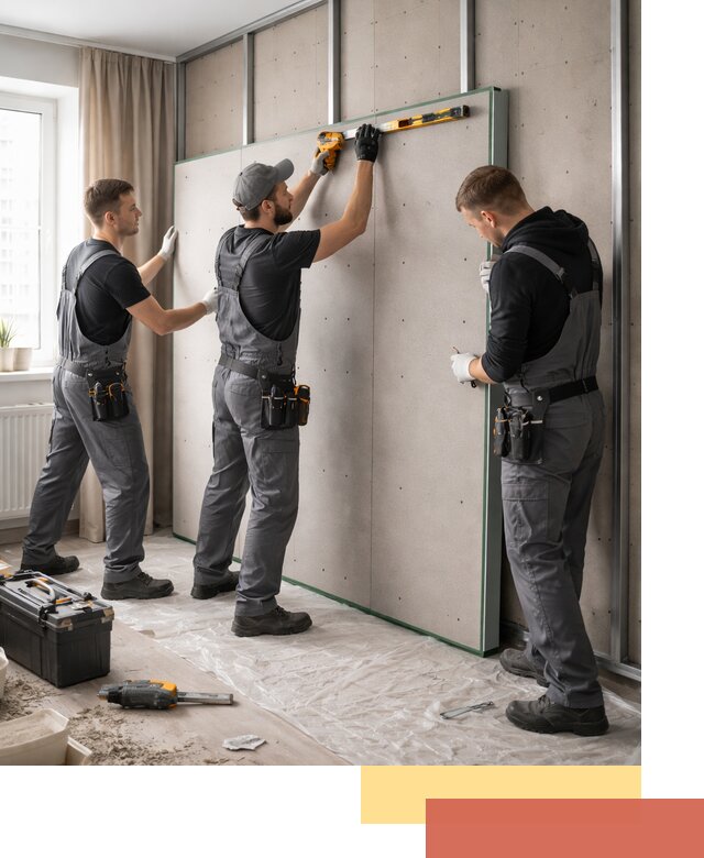 Шумоизоляция стен панелями ЗИПС в Новоуральске для жилых и коммерческих помещений