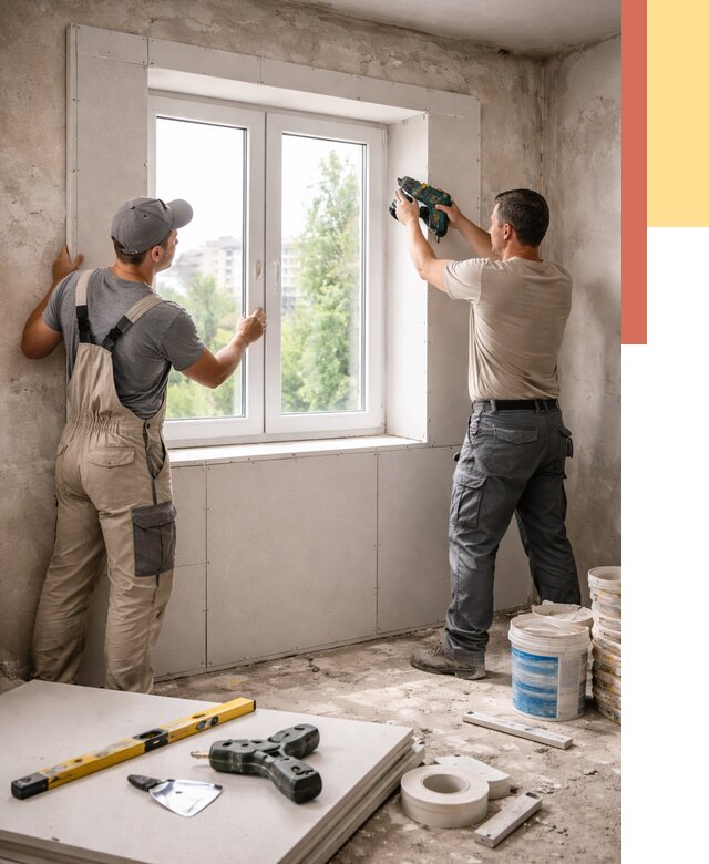 Монтаж откосов из гипсокартона в Новоуральске от 4594 руб. под ключ | ОТДЕЛОЧНИК-Нву