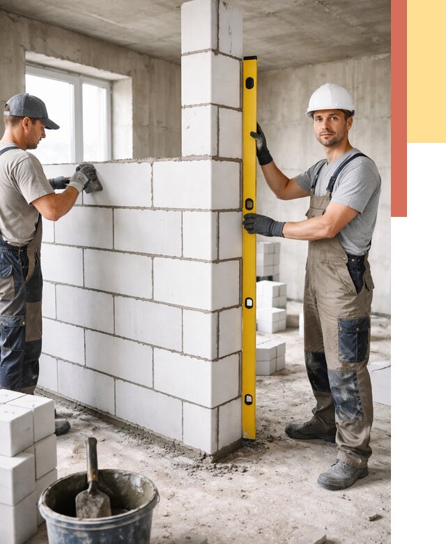 Кладка перегородок из пеноблока в Новоуральске от 1837 руб. под ключ | ОТДЕЛОЧНИК-Нву