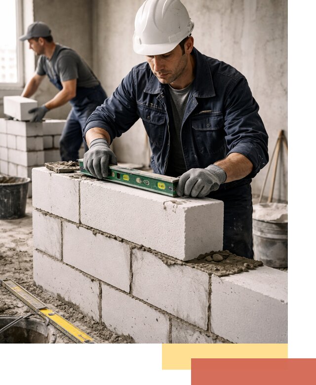 Кладка перегородок из пеноблока под ключ в Новоуральске