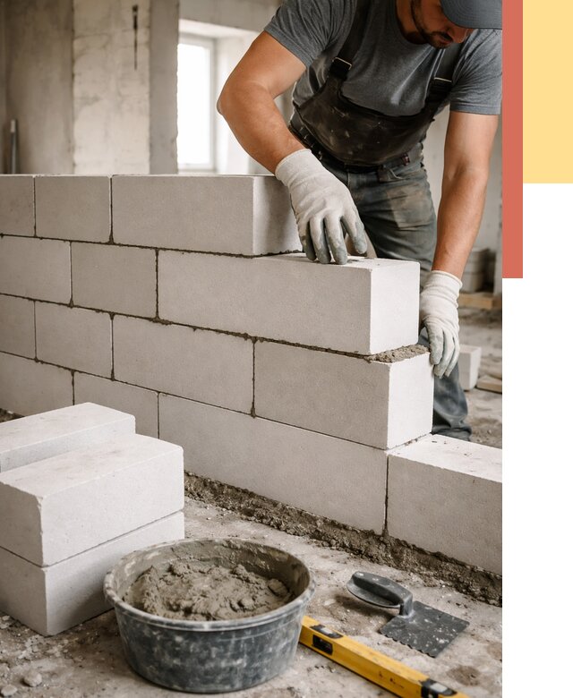 Кладка перегородок из силикатного блока в Новоуральске от 4083 руб. под ключ | ОТДЕЛОЧНИК-Нву