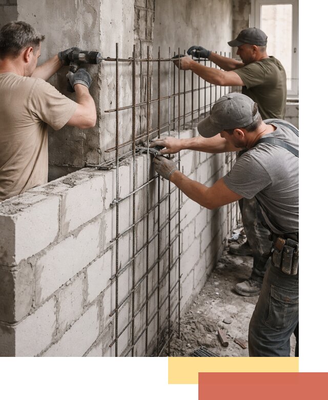 Армирование кладки перегородок в Новоуральске профессионально и надёжно