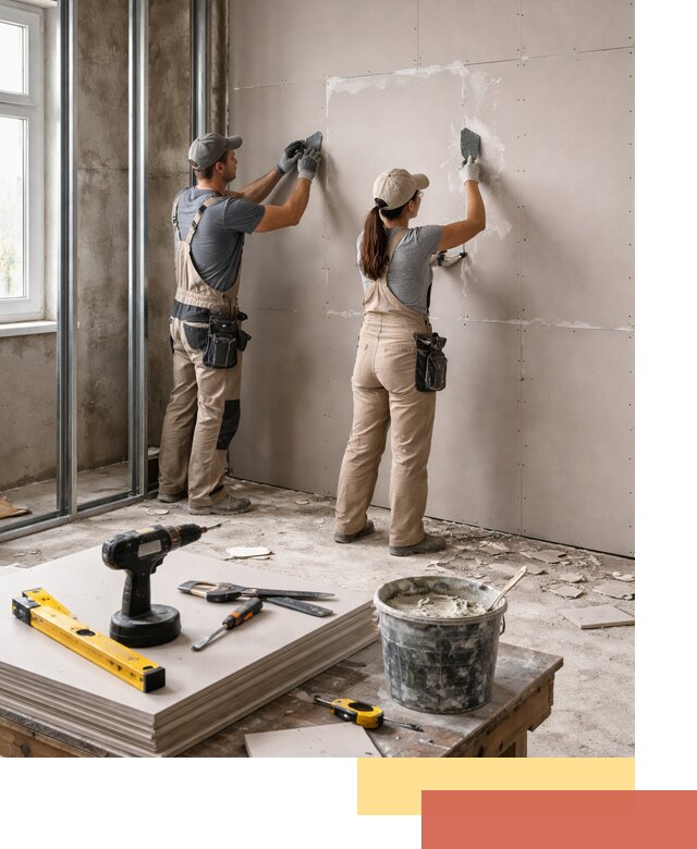 Монтаж двухслойной перегородки из гипсокартона в Новоуральске