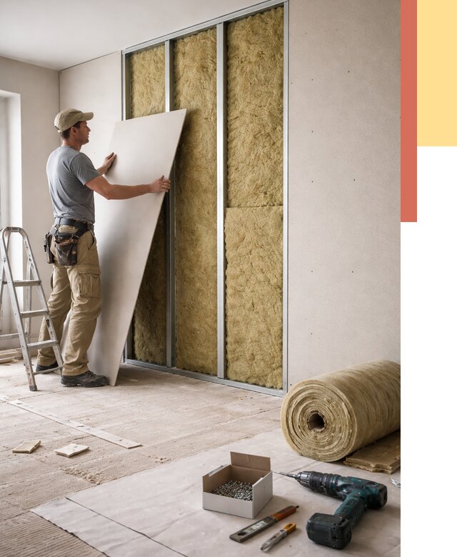 Перегородка из гипсокартона с шумоизоляцией в Новоуральске от 3185 руб. | ОТДЕЛОЧНИК-Нву