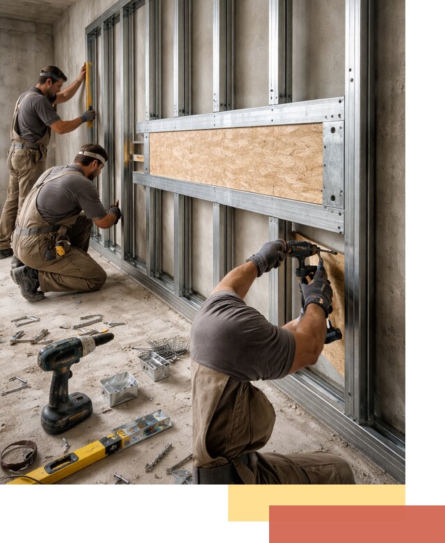 Усиленная перегородка для крепления тяжёлых конструкций в Новоуральске