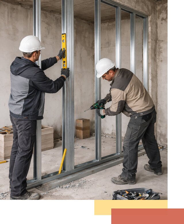 Монтаж каркаса перегородки из профиля в Новоуральске