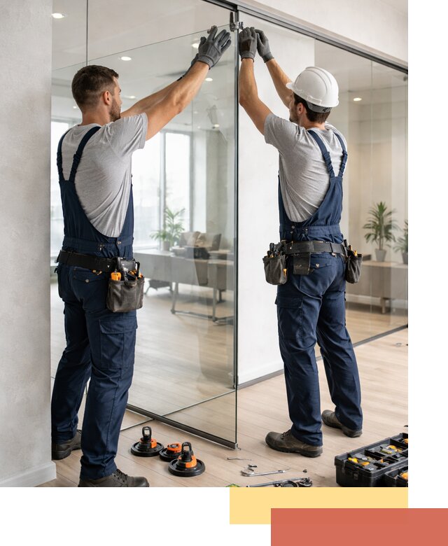 Безрамные стеклянные перегородки под ключ в Новоуральске