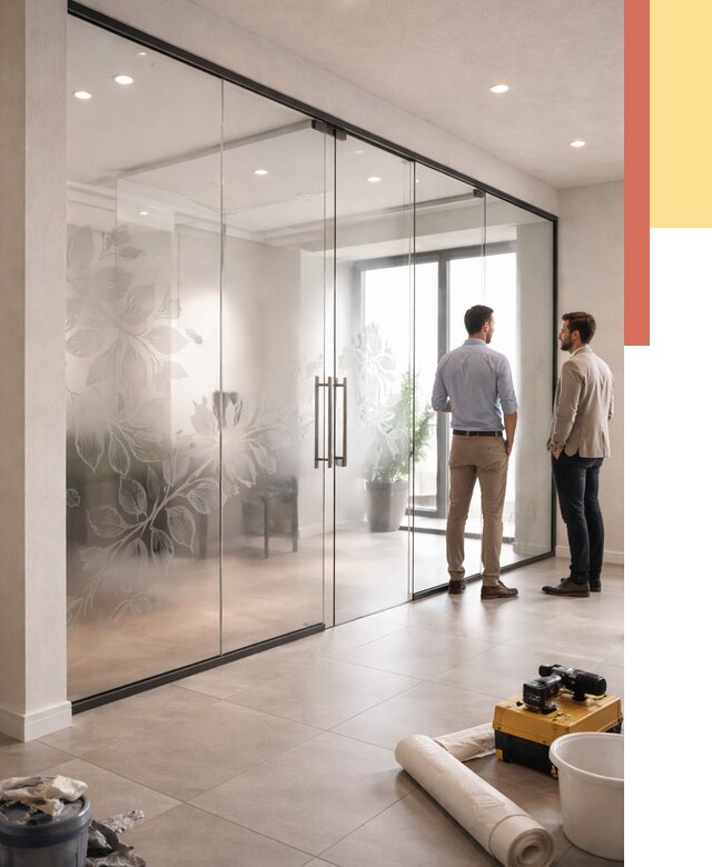 Стеклянные перегородки с рисунком в Новоуральске от 12760 руб. монтаж и нанесение | ОТДЕЛОЧНИК-Нву