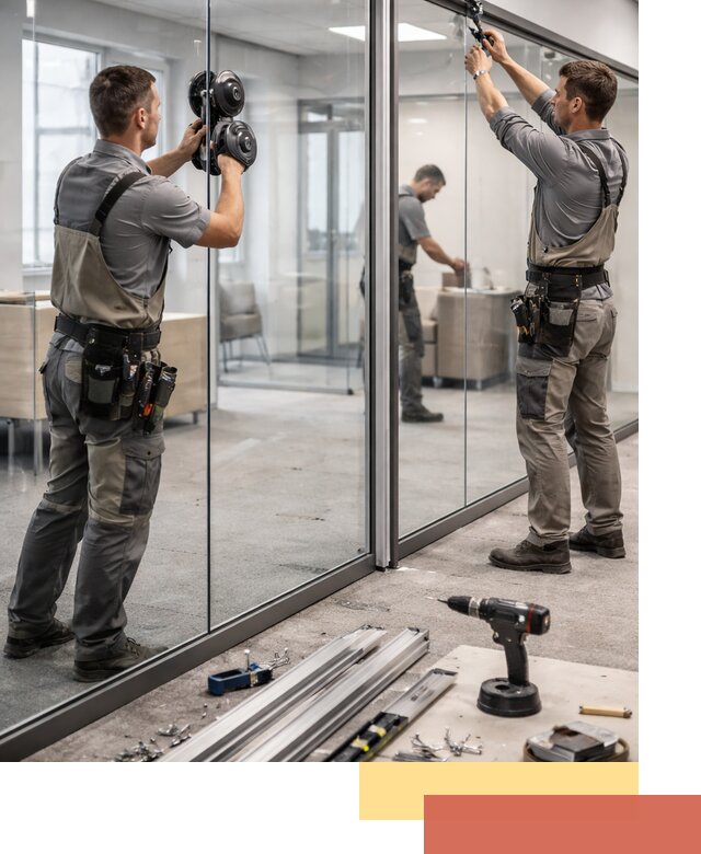 Стеклянные офисные перегородки под ключ в Новоуральске