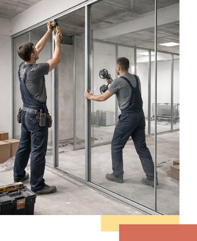 Алюминиевые перегородки со стеклом в Новоуральске — изготовление и монтаж