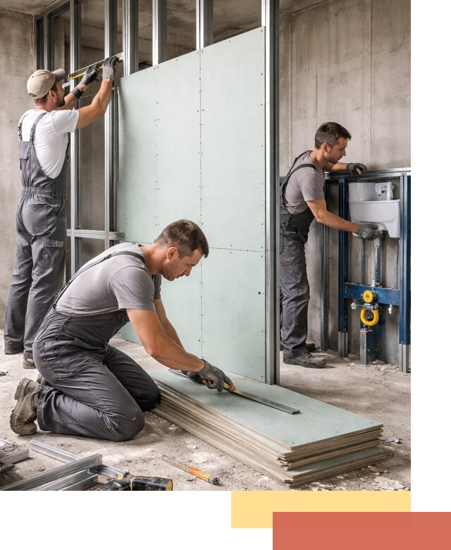 Монтаж и ремонт сантехнических перегородок в Новоуральске