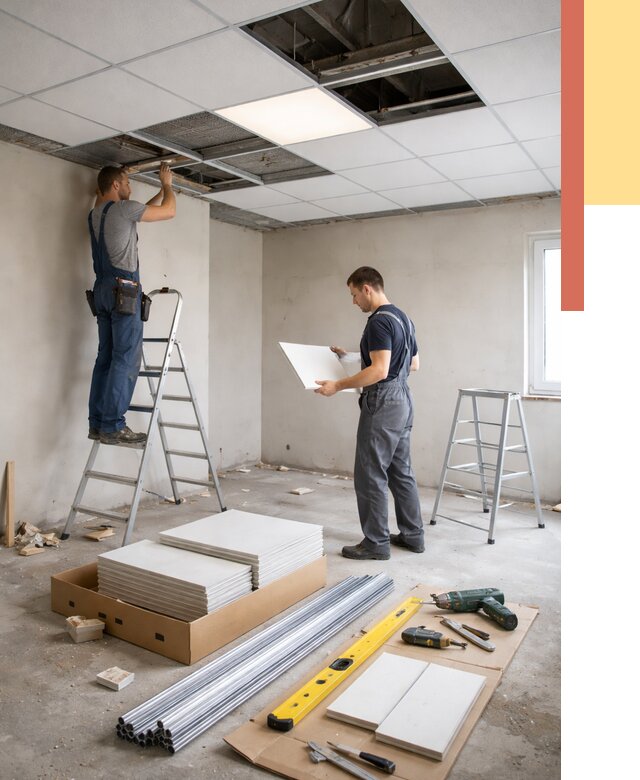 Монтаж потолка армстронг в Новоуральске от 4594 руб/м2 — быстрая установка под ключ | ОТДЕЛОЧНИК-Нву