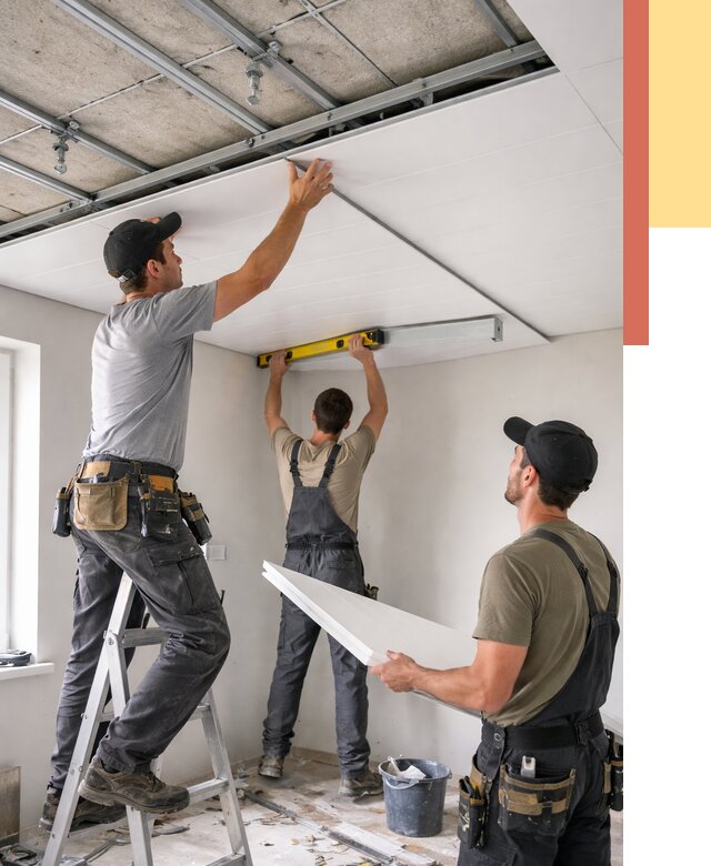 Монтаж потолка из ПВХ панелей в Новоуральске от 3573 руб./м2 — быстро и недорого | ОТДЕЛОЧНИК-Нву