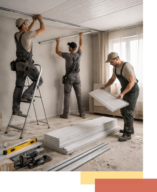 Монтаж потолка из ПВХ панелей в Новоуральске оперативно и качественно