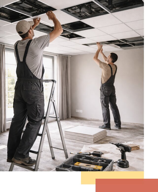 Замена плит подвесного потолка в Новоуральске быстро и качественно