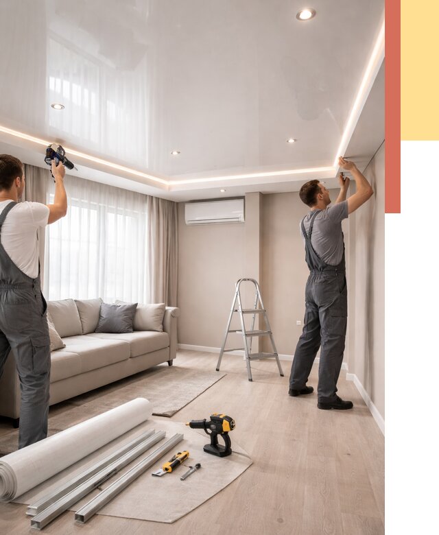 Монтаж глянцевого натяжного потолка в Новоуральске от 766 руб. под ключ | ОТДЕЛОЧНИК-Нву