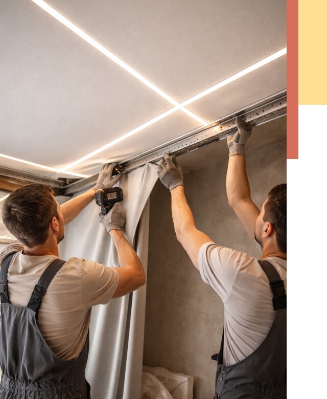 Монтаж натяжного потолка со световыми линиями в Новоуральске от 1225 руб. | ОТДЕЛОЧНИК-Нву