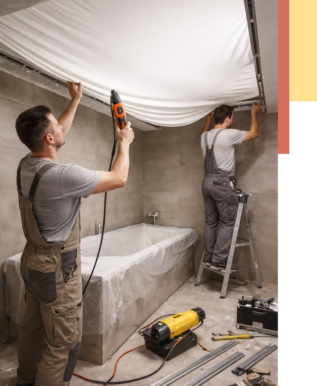 Монтаж натяжного потолка в ванной в Новоуральске от 1225 руб. под ключ | ОТДЕЛОЧНИК-Нву