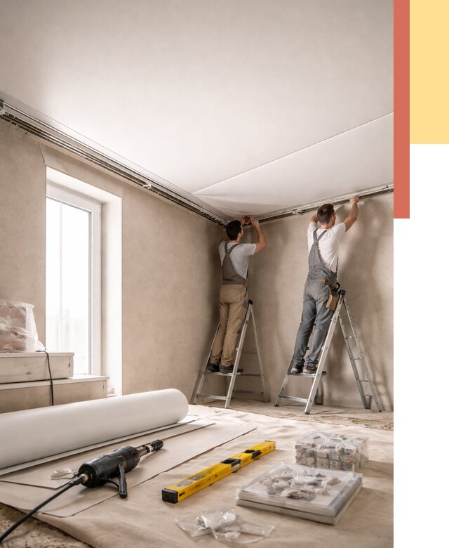 Монтаж натяжного потолка в спальне в Новоуральске от 3879 руб. под ключ | ОТДЕЛОЧНИК-Нву