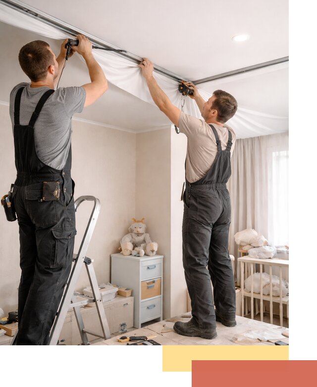 Монтаж натяжного потолка в детской комнате в Новоуральске