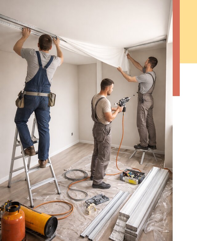 Монтаж натяжного потолка в студии в Новоуральске от 5614 руб. — быстро и недорого | ОТДЕЛОЧНИК-Нву