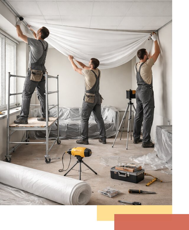 Монтаж натяжного потолка в офисе в Новоуральске