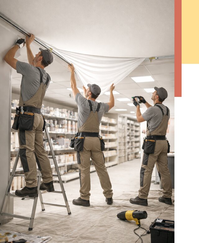 Монтаж натяжного потолка в магазине в Новоуральске от 4594 руб. быстро и недорого | ОТДЕЛОЧНИК-Нву