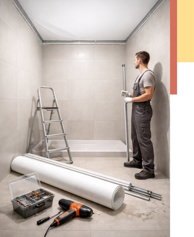 Монтаж натяжного потолка в санузле в Новоуральске от 1888 руб. — ОТДЕЛОЧНИК-Нву