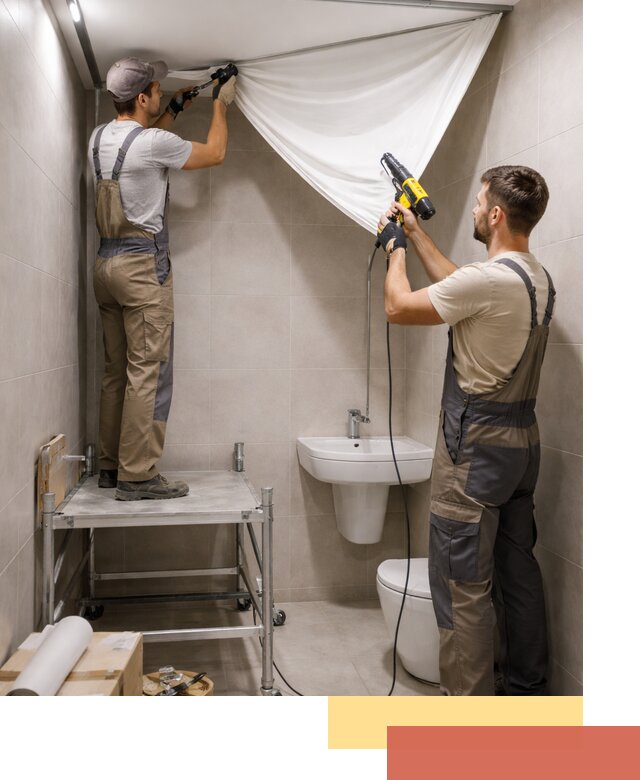 Монтаж натяжного потолка в санузле в Новоуральске