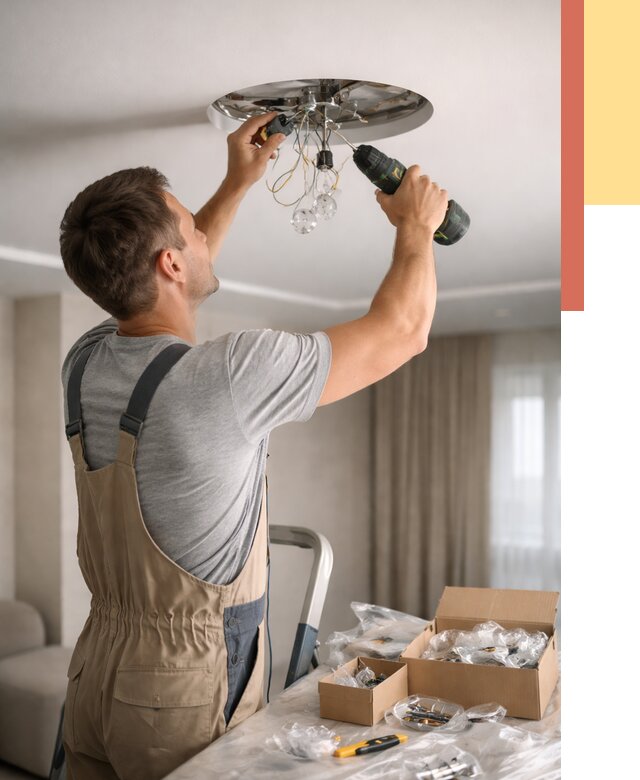 Установка люстры в натяжной потолок в Новоуральске от 1225 руб. | Быстро и недорого — ОТДЕЛОЧНИК-Нву