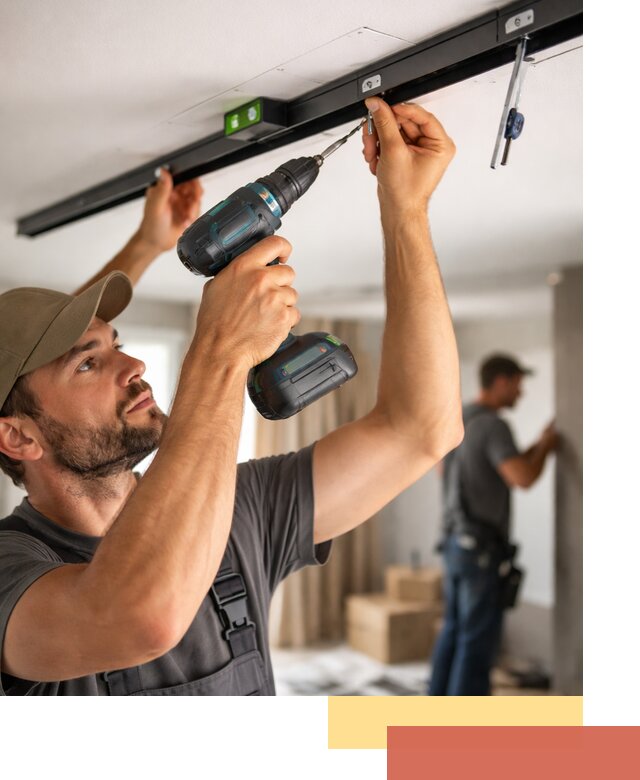 Установка трековых светильников в натяжной потолок в Новоуральске