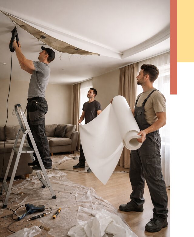 Замена полотна натяжного потолка в Новоуральске от 9698 руб. быстро и недорого | ОТДЕЛОЧНИК-Нву