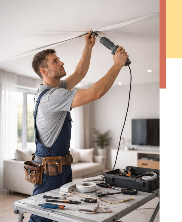 Ремонт натяжных потолков в Новоуральске от 9698 руб. под ключ — ОТДЕЛОЧНИК-Нву