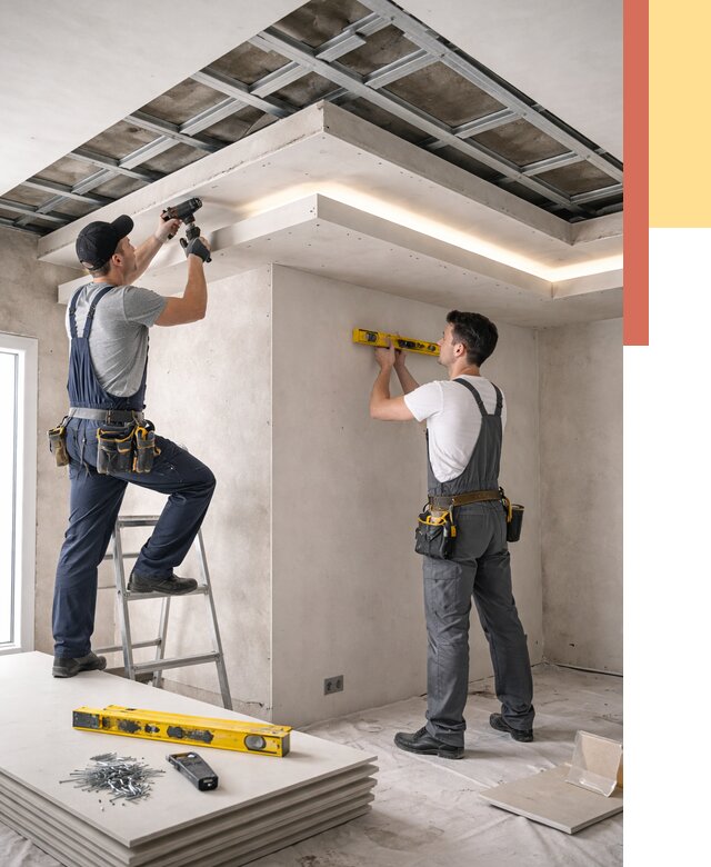 Двухуровневый потолок из гипсокартона в Новоуральске от 1480 руб. под ключ | ОТДЕЛОЧНИК-Нву