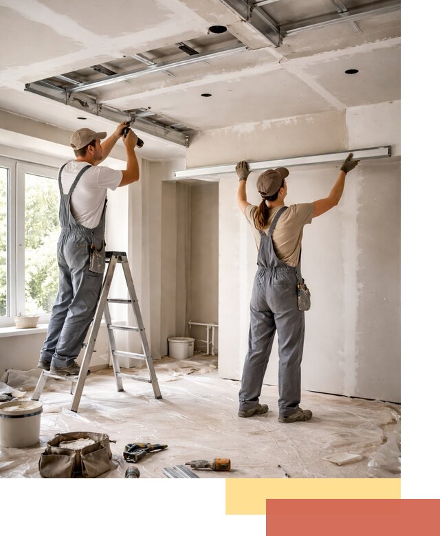 Монтаж многоуровневого потолка из гипсокартона в Новоуральске